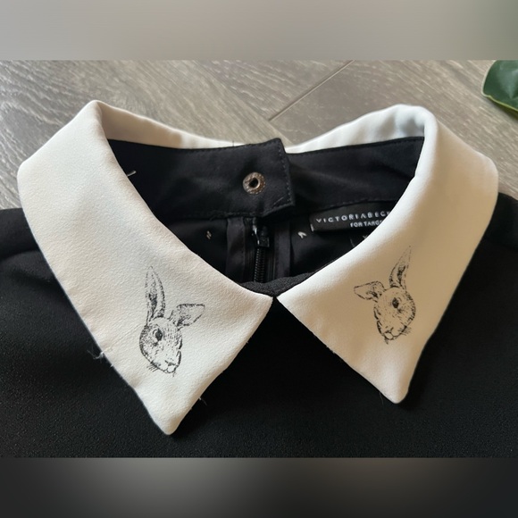 Victoria Beckham for target bunny collar long sleeve black shift dress. Size XS - Picture 7 of 13